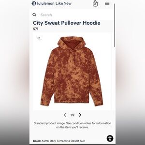 Mens Large Lulu Lemon Athletica City sweat pullover hoodie. Like new. No tags